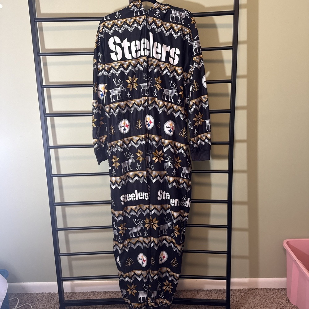 Pittsburgh Steelers One Piece Pajama With Hood Pockets‎ Official NFL Men's XL